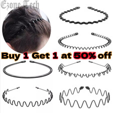 6Pcs Metal Hair Headband Wave Style Hoop Band Comb Sports Hairband for Men Women picture
