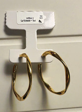 Brand New Solid 18K Japan Gold Twisted Hoop Earrings 40mm picture