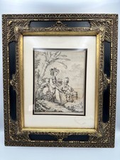 Antique 18th C French Engraving After Francois Boucher Huquier Framed picture