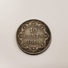1880 10c Canada Newfoundland Ten Cents Silver .070 ASW - KM3 - SKU-Q6370 picture