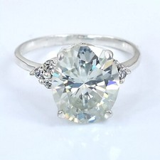 RARE 4.45 Ct Certified  White Treated Diamond Solitaire Ring In 925 Silver picture
