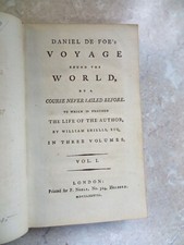 1787 DANIEL DE FOES VOYAGE ROUND THE WORLD course never sailed VOL I defoe  picture