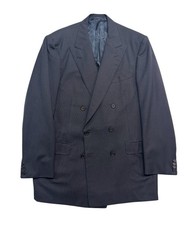 vtg 90s Oxxford Clothes 44L Silk Cotton Hopsack Double Breasted Blazer Jacket picture