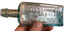 Antique Applied Top Embossed Sterling's Ambrosia Bottle NEW YORK NY NYC 1860s picture