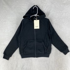 Kyte Kids Hoodie Sz 6 Black Bamboo Viscose Full Zip Fleece Lined Hooded NEW $47 picture