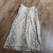 Basix 100% Silk Vintage 90’s Snakeskin Clear Sequin Overlay Sparkle Nightclub 8 picture