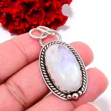 Rainbow Moonstone - India Handmade 925 Sterling Silver Pendant 1.83 P99868 picture