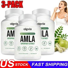 3x Alevia Organic Amla Capsules 1000mg Indian Gooseberry Antioxidant Supplement picture