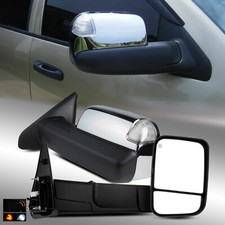 For 09-18 Ram 1500 Power Folded Upgrade Clear Signal Chrome Towing Mirrors picture