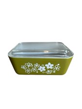 Pyrex 502 CRAZY DAISY SPRING BLOSSOM Refrigerator Dish 1.5pt With *Lid* Vintage picture