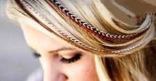 9 -12 inch Long Beautiful Natural Beige & Brown Feathers for Hair Extension Feat picture