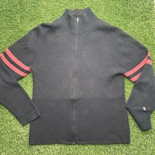 VIntage 90s Polo Jeans Company Sweater Mens XL Full Zip Black Pullover picture
