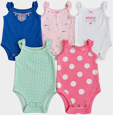 Carter's Baby Girl Cotton Bodysuit Lot 5pc 24M Multicolor Mixed Aloha picture