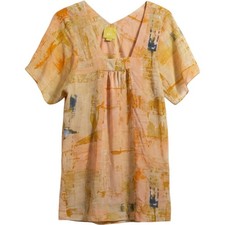 MAEVE Anthro Painted Ume Silk Tunic Mini Dress Art To Wear Watercolor Women 6 picture