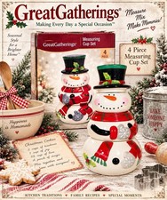 Great Gatherings Set Of 4 Snowman Ceramic Measuring Cups 1/4c, 1/3c, 1/2c, 1cup picture