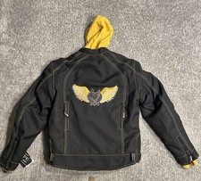 Xelement Motorcycle Jacket Black Gold Wing Embroidered Y2K Biker Moto NWT L picture
