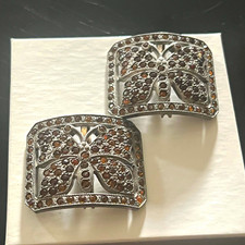 Antique Edwardian to Art Deco Marcasite or Cut Steel Butterfly Shoe Buckles picture
