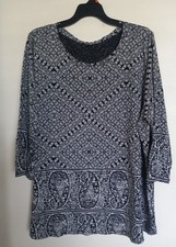 Lucky Brand Black White Boho Style Floral Blouse Size 2X picture