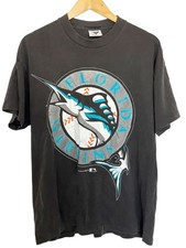 VTG Logo Florida Marlins Shirt Men XL Black Baseball Tee 1991 Single Stitch picture