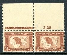 USA 1904 Louisiana Purchase 10¢ Red Brown PNS Inscription Scott 327 Mint C737 picture