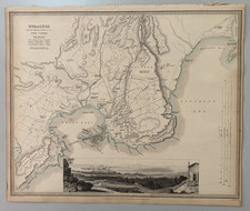 Map of SYRACUSE SDUK City Plan Panoramic Vignette View Antique Engraving picture