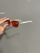 Men's Rimless Sunglasses - Gold/RED - WHITE BUFFS DETROIT STYLE GLASSES picture