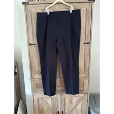 Talbots Petites Chatham Ankle Pants Navy Blue Side Zip Trousers 14P picture