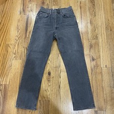 Agolde Riley High Rise Straight Dark Wash Jeans Size 26 Button Fly EUC (25x26.5) picture