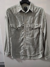 Zara Shirt Mens L Moss Corduroy Button Up Long Sleeve Western Yoke Relaxed Fit picture