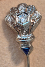 Vintage Art Deco 14k White Gold Natural Diamond Filigree Stick Pin 1920’s 2.3 g picture