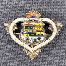 1902 Antique 925 Silver Large Canadian Coat of Arms Enamel Brooch 28.7g 75x62 mm picture