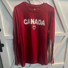 GGS Men's Red/White Striped Graphic Logo Long Sleeve “Canada”Crew Neck T-Shirt picture