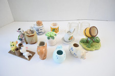 Lot of 12 Vintage Ceramic Glass Toothpick Holders Animals Whale Frog Pig picture