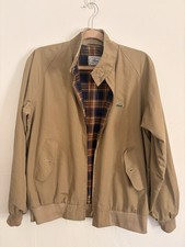 Vintage IZOD Lacoste Harrington Jacket Men’s M Tan Plaid Lined Crocodile picture