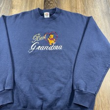 Vintage Winnie The Pooh Sweatshirt Mens L Blue Best Grandma Disney Sweater 90s picture