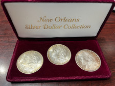 3 Coin (1883,1884,1885) New Orleans Unc. Silver Morgan Collection Littleton picture