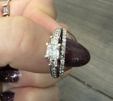 Stunning Princess-Cut Diamond Engagement Ring & Matching Wedding Band - Size 5 picture