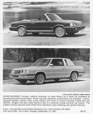 1986 Chrysler LeBaron Press Photo 0037 picture
