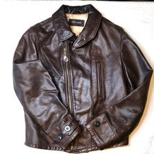 Giorgio Armani Black Label Vintage Brown Calfskin Leather Motorcycle Jacket IT50 picture