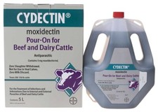 Cydectin POUR-ON 5 Liter Beef Dairy Cattle Dewormer Zero Slaughter Withdrawal picture
