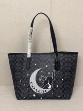 NWT City Tote Signature Canvas With Halloween Cat Graphic Black picture