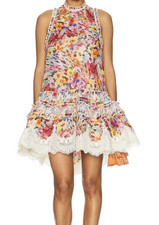 ZIMMERMANN LUNA SHIRRED LANTERN DRESS SIZE 1 US 6 $1950 NWT NEW WITH TAGS picture