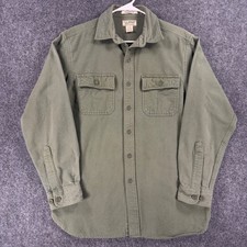 L.L. Bean Chamois Cloth Shirt Men's Medium Green Cotton Outdoors Heavyweight picture