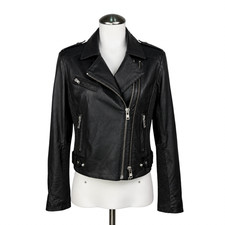 $1250 IRO Black Leather Moto Biker Jacket Size FR 40 - US 8 picture