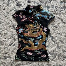 Y2K Chinese Style Crop Top | Grunge Sweet Girl Punk Tee | Gothic Streetwear Shor picture