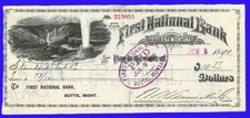 RARE1🔥1890 Helena Montana First National Bank Check $10.77 picture
