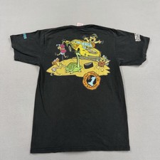 Vintage Steve Grissom Shirt Mens Large Black NASCAR Racing Flintstones Tee picture