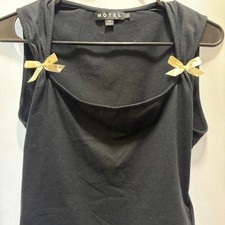 Motel Rocks Black Sleeveless Bow Detail Top Size L picture