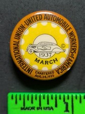Vintage 1937 Automobile Workers of America Pinback Pin picture