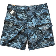 AFTCO Tactical Fishing Shorts Mens 42 Blue Camo M82 Cargo Water Resistant NWT picture